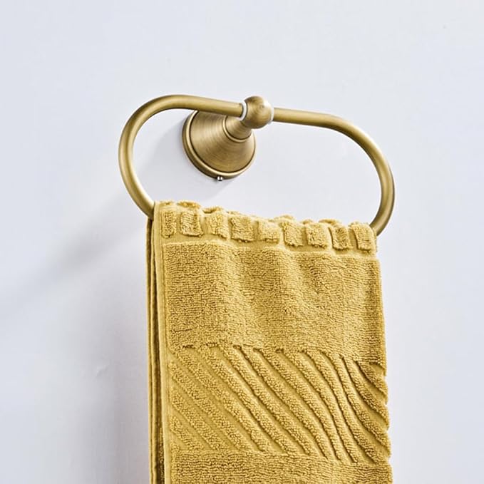 Antique Brass Oval Towel Ring 8.26'' /21cm Bathroom Towel Hanger Cabinet Towel Holder for Bathroom Kitchen Accessories Wall Mounted (Brush Bronze)