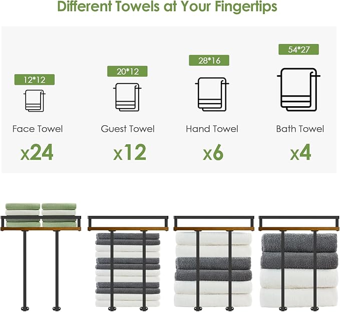 Towel Racks for Bathroom-Wall Mounted Floating Shelves for Wall Bathroom Bedroom Kitchen Living Room, Hanging Book Shelves Decor Bathroom Organizer, 16 inch Solid Wood, (Walnut-Like, Set of 3, 16in)