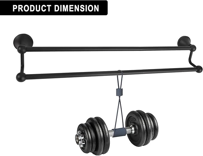 #304 Stainless Steel Double Towel Bar,Optional Different Length Installation (Matt Black - 24 inches, Double Towel bar)