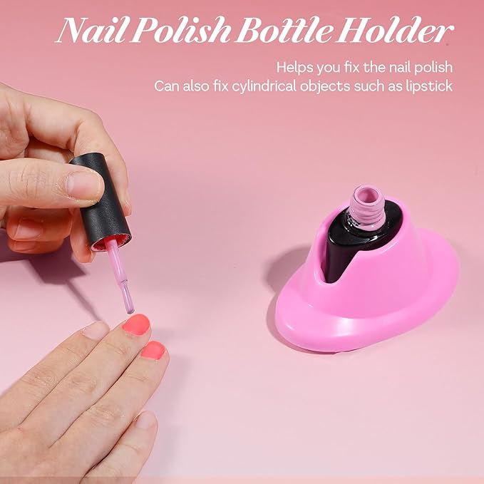 2 Pieces Soft Rubber Nail Polish Bottle Holder Spill-proof Storage Rack Display Stand Durable for Nail Salon Foot and Hand Care Display Art Tools (Pink)
