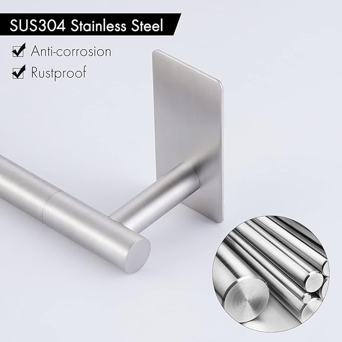 KES 23.6 Inch Adhesive Towel Bar for Bathroom Wall, Bath Towel Holder, Towel Rack No Drill, SUS304 Stainless Steel Brushed Finish, BTH7300S60-2