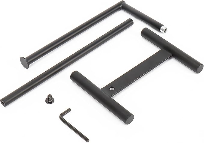 Livabber L-Shape Hand Towel Holder Stand, Metal Hand Towel Rack Modern Countertop Hand Towel Ring Standing Towel Bar for Bathroom Kitchen Vanity (Black)