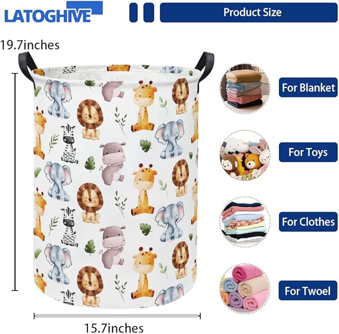 Baby Laundry Hamper kids laundry Basket Waterproof Storage Bin for Bedroom Toy Clothes Organizer Basket Woodland Animals Room D??cor(Cute Animals)