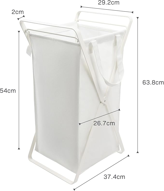 Yamazaki Home Tower Laundry Hamper Clothes Basket With Cotton Liner - Small, 25.2" - Steel + Cotton - 12 Gallons, 45 Liters