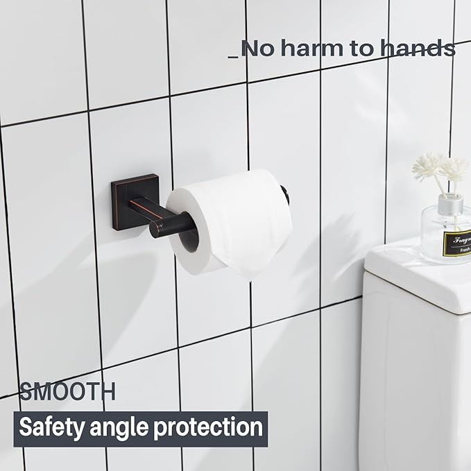 KOKOSIRI 16-Inch Bathroom Shelves Glass Floating Shelf Toilet Roll Holder Toilet Paper Holder Stainless Steel Oil Rubbed Bronze B1105ORB-L16+B2008ORB