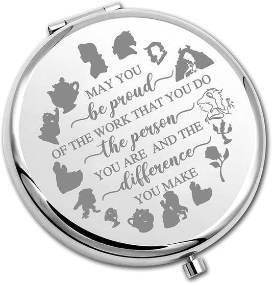 PLITI Princess Fan Gift May You Be Proud of The Work That You Do Princess Compact Mirror for Fairy Tales Lover (Be Proud Beauty CM)