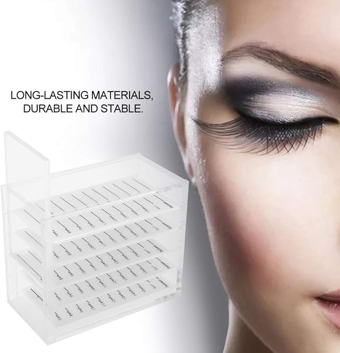 5-Layer Acrylic Plastic Eyelash Storage Box, Transparent, Minimalist Style, Beauty Salon, Bathroom, Dressing Table Organizer