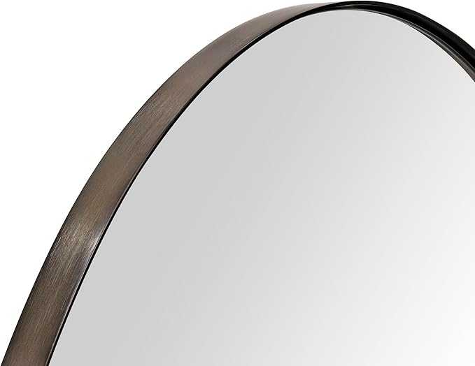 Oil Rubbed Bronze Oval Recessed Bathroom Medicine Cabinet with Mirror Stainless Steel Metal Framed Oblong Pill Shaped Bathroom Cabinet with Mirror 16x33''