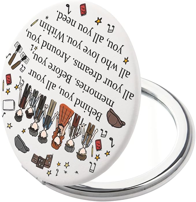 FEELMEM News Musical Gift Behind You All Your Memories Compact Mirror for News Musical Lovers Theatre Lovers