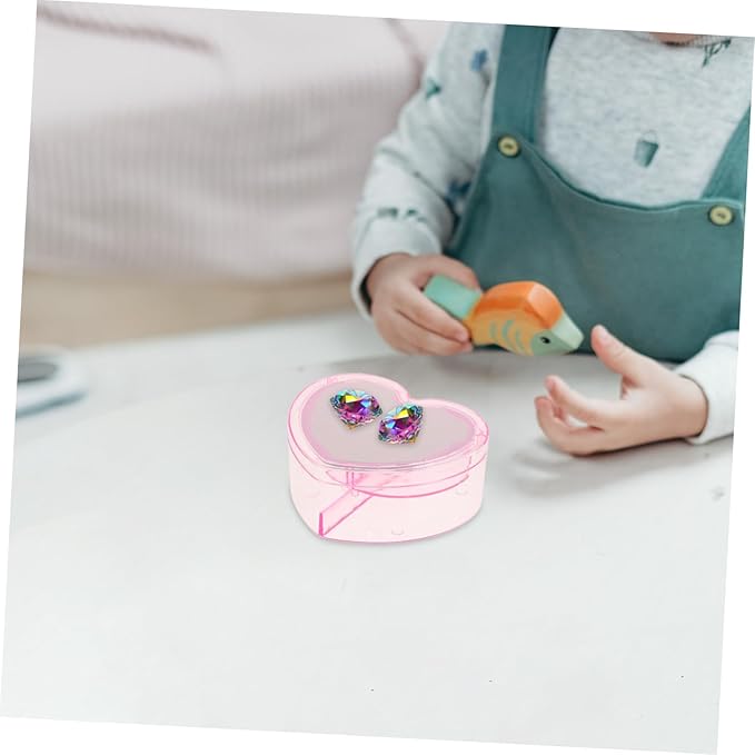 ABOOFAN Boys and Girls Hair Accessories Organizer Box Heart-Shaped Double Layer Storage Container Jewelry Case Girls Hair Clip Holder for Children Desktop Storage