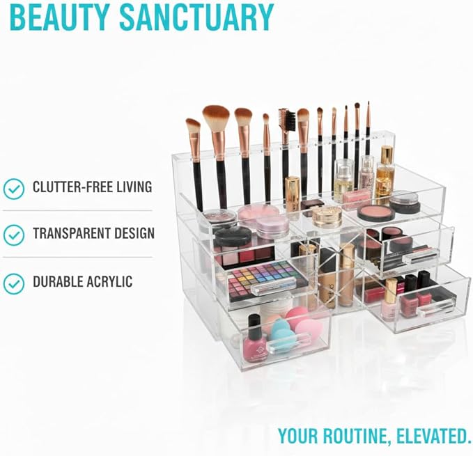 OnDisplay Acqua Luxury Handmade Acrylic Cosmetic/Makeup Organizer