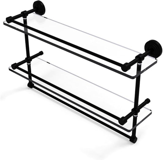 Allied Brass WP-2TB/22-GAL-BKM Wp 2 Tb Gal Inch Gallery Double Towel Bar Glass Shelf, 22 Inch, Matte Black