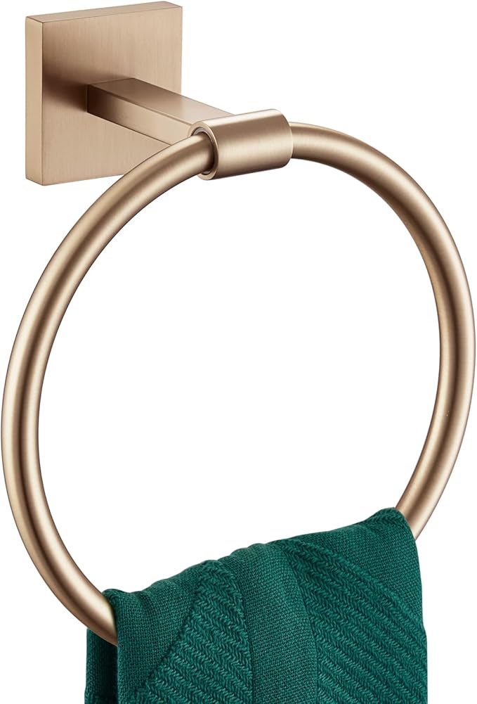 KOKOSIRI Hand Towel Holder Wall Mounted Towel Ring Bathroom Accessories Shower Towel Hanger Rack Stainless Steel Champagne Bronze, B3010CPG