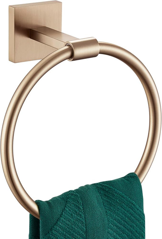KOKOSIRI Hand Towel Holder Wall Mounted Towel Ring Bathroom Accessories Shower Towel Hanger Rack Stainless Steel Champagne Bronze, B3010CPG