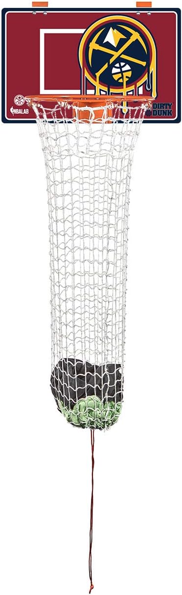 The Dunk Collection Dirty Dunk Over-The-Door Basketball Hoop Laundry Hamper, Denver Nuggets, NBA