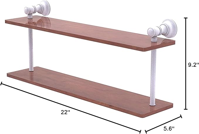 Allied Brass CL-2-22-IRW Carolina Collection 22 Inch Two Tiered Wood Shelf, Matte White