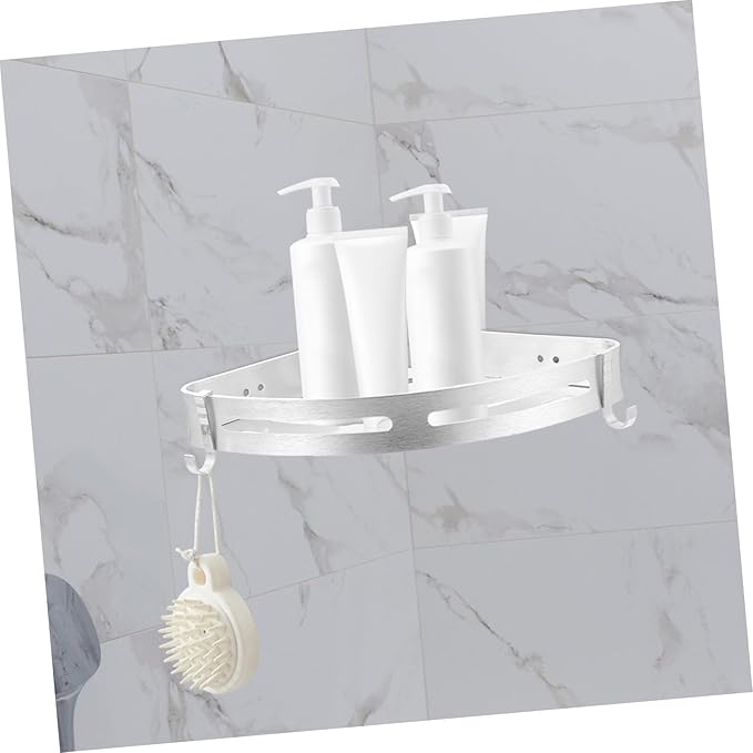 LABRIMP Punch Wall-Mounted Storage Rack Aluminum Triangle Shelf for Bathroom and Kitchen Silver Design Space-Saving Organizer for Towels Shampoo