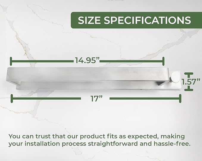 Saffron & Sage Towel Racks for Bathroom Wall Mounted, 17 inch Heavy Duty Bathroom Towel Rack Wall Mounted, Stainless Steel Bathroom Towel Holder for Bathroom Wall, Easy to Installation, Brushed Steel