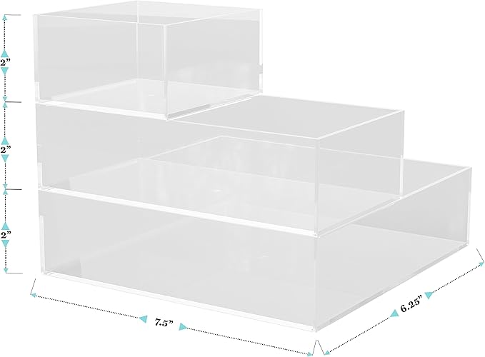 Martha Stewart Brody Desktop Storage Organizer, Stack and Slide Plastic Organizer Tray, Organizer for Office, Kitchen, or Vanity, 1-S, 1-M, 1-L