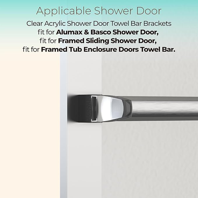 Shower Door Towel Bar Brackets for Framed Sliding Shower Door Towel Bar, Clear Acrylic Bracket with Oil Rubbed Bronze Sleeve Fit for Alumax / Basco Glass Shower Doors, Set of Two Brackets