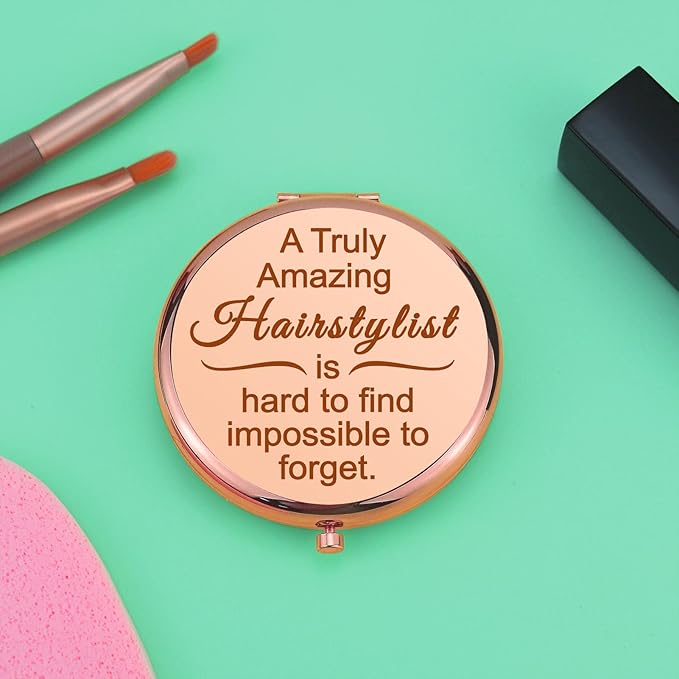 Hair Stylist Gifts for Women Hairdresser Gift Appreciation Present Compact Makeup Mirror for Hairdresser Thanks You Folding Makeup Mirror for Salon Barber Birthday Christmas Graduation Present