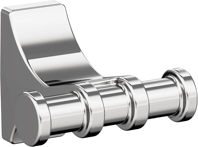 Amerock BH3605026 | Chrome Double Robe Hook | 2-15/16 in. (75 mm) Length Towel Holder | Davenport | Towel Hook for Bathroom | Bathroom Hardware | Bath Accessories