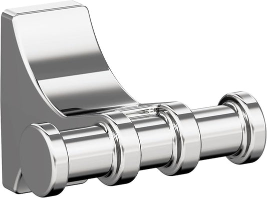 Amerock BH3605026 | Chrome Double Robe Hook | 2-15/16 in. (75 mm) Length Towel Holder | Davenport | Towel Hook for Bathroom | Bathroom Hardware | Bath Accessories