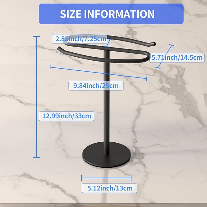 Stand Countertop Hand Towel Holder, Towel Rack Free Standing, Towel Bar Hanger for Bathroom Kitchen Black