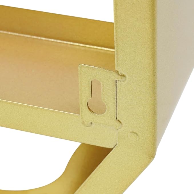 Wall-Mounted Nail Polish Rack, Set of 3 Octagonal Gold Nail Polish Shelf Lipstick Perfume Cosmetic Display Shelf for Home Spa Nail Salon Shop