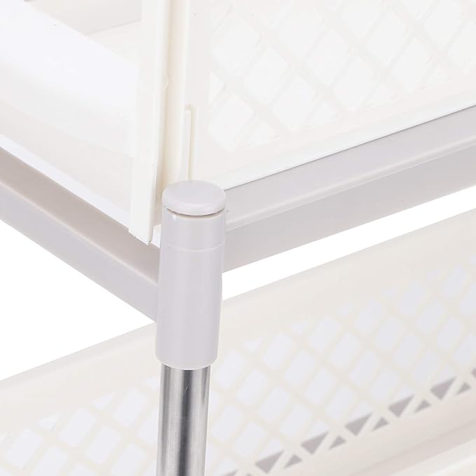 2 Layer Bathroom Sliding Basket Storage Cabinet, Bathroom Shelf with Pull Out Drawers, White Space Storage Rack for Supplies, to Inl No Dril Needed