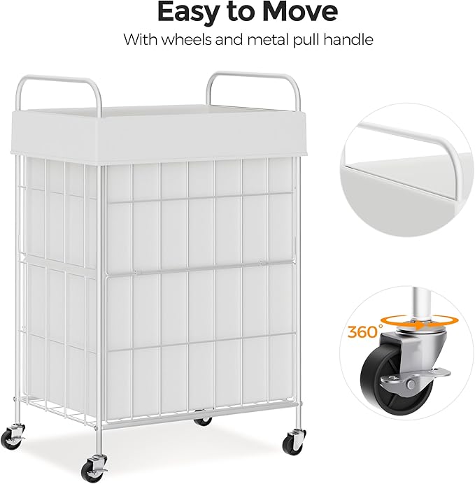 Laundry Hamper with Wheels, 90L Laundry Basket with Handle, Laundry Sorter with Removable Liner Bag
