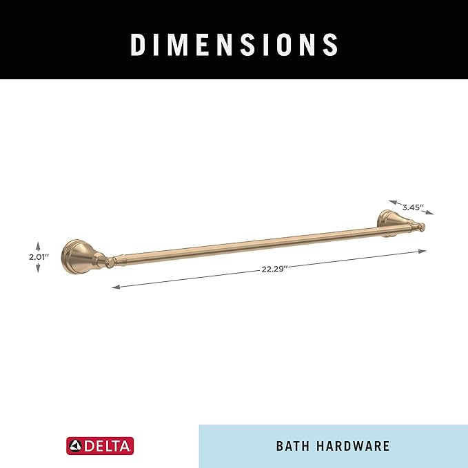 Delta Mylan (1-Pack) 18'' w/ 6" Extender Towel Rack for Bathroom Champagne Bronze Extendable 18-24" Towel Bar for Bathroom Wall Towel Holder Rod Wall Mounted MYN18-CZ