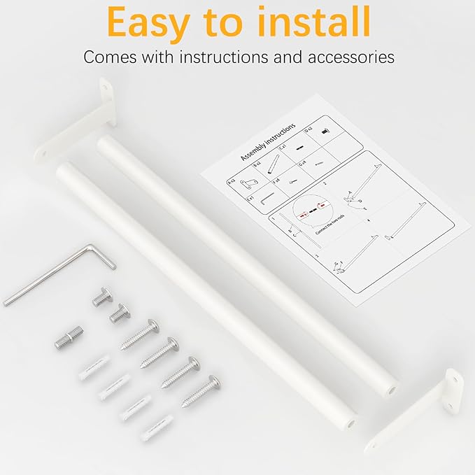 MKO Towel Rods for Bathroom, White Towel Bar, 24-Inch Single Towel Rack for Bathroom Wall Mounted Hanging Bath Towels