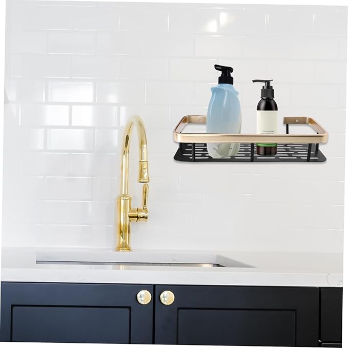 Nail Storage Stands Wall Shelf for Bathroom Kitchen Rack Black Shelves Storage Organizer