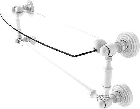 Allied Brass WP-33TB/18-WHM Waverly Place Collection 18 Inch Glass Vanity Integrated Towel Bar Shelf, Matte White