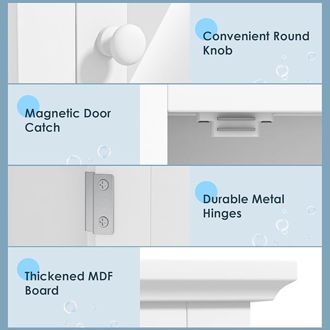 COSTWAY Bathroom Medicine Cabinet with Mirror, Wall-Mounted Storage Cabinet Organizer with 5-Position Adjustable Shelf, Hanging Bathroom Wall Cabinet for Living Room Bedroom Entryway (White)