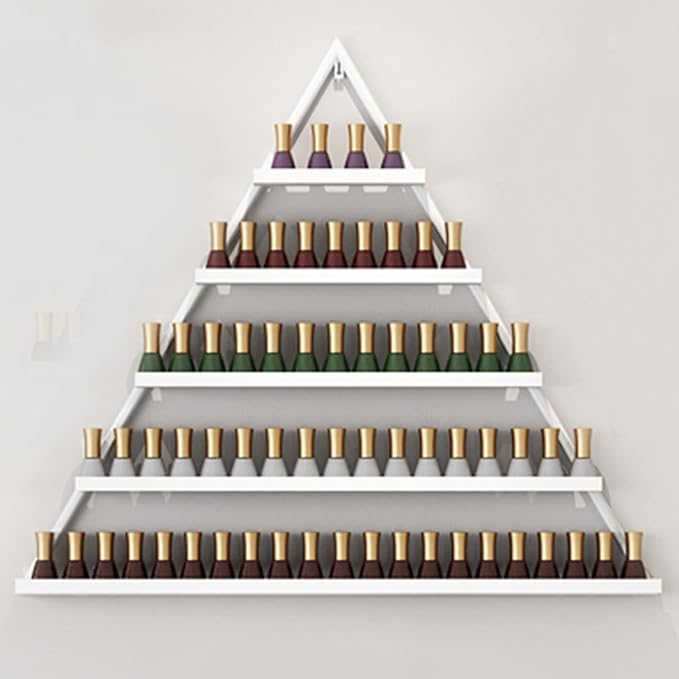 Nail Polish Rack Wall Mounted Perfume Organizer Shelves ,Triangle Nail Polish Metal Holder Essential Oil Display Case Shelf for Home Salon Business Spa, Cosmetics Bottles Storage Cabinet Spice Rack