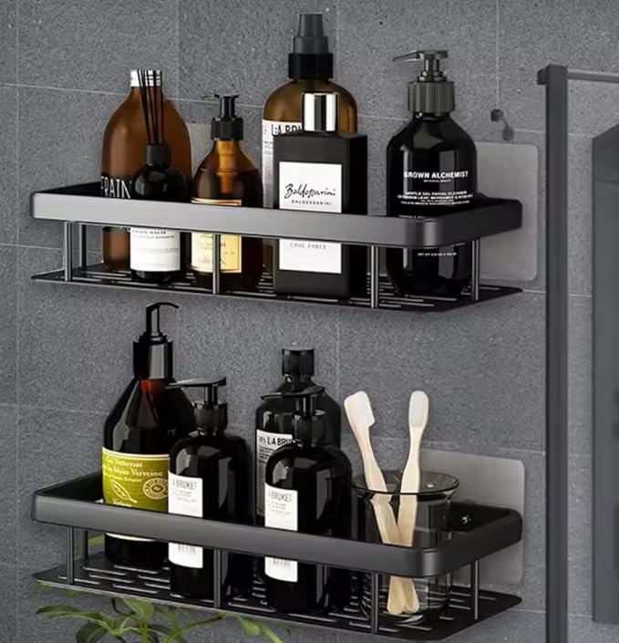 Square 2PCS Bathroom Storage Rack, Bathroom Shelves, No-Drill