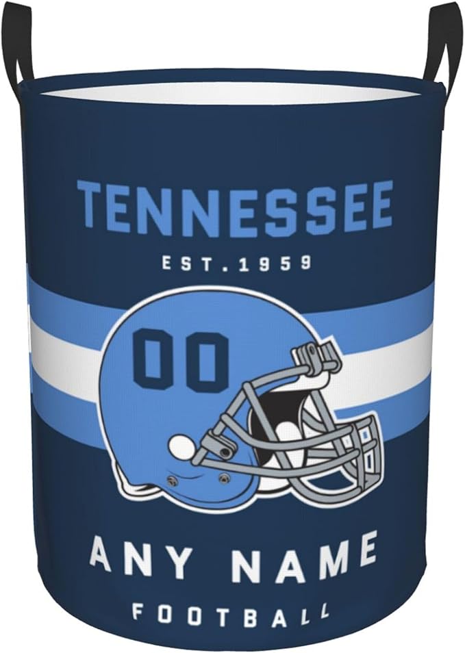 Custom Tennessee Laundry Hamper - Personalized Football Style Laundry Basket - Customized Name And Number - Dirty Clothes Hamper Waterproof Large Capacity Hamper for Bedroom Bathroom Living Room