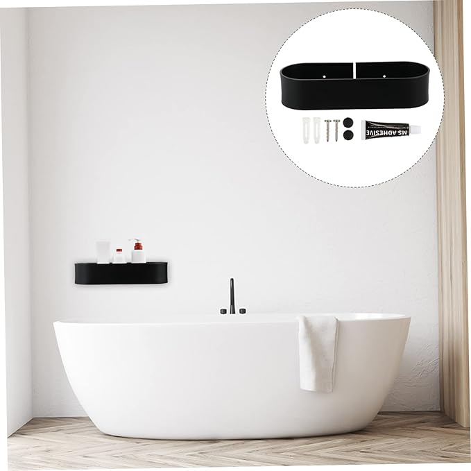 Ciieeo 1pc Multifunctional Metal Bathroom Wall Rack Punch Design Easy Installation Space-Saving Shelf for Toiletries Creams and Soap Strong Adhesion Easy to Clean