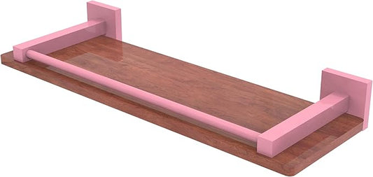 Allied Brass MT-1-16-GAL-IRW-PNK Montero Collection 16 Inch Solid IPE Ironwood Shelf with Gallery Rail, Pink