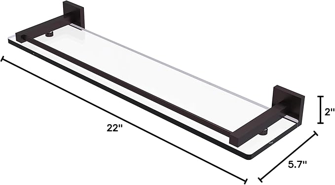 Allied Brass MT-1-22-GAL Montero Collection 22 Inch Gallery Rail Glass Shelf, Antique Bronze