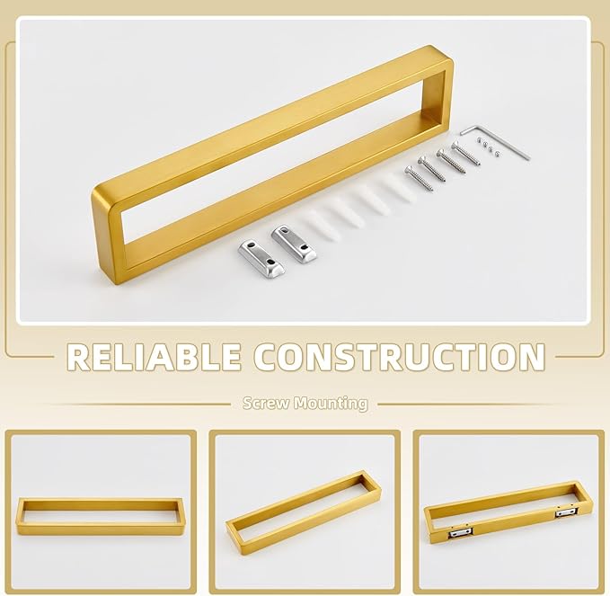 Angle Simple Bathroom Towel Holder, SUS 304 Stainless Steel Hand Towel Holder Rack, Shower Hanger Wall Mounted 11.73", Brushed Dark Gold