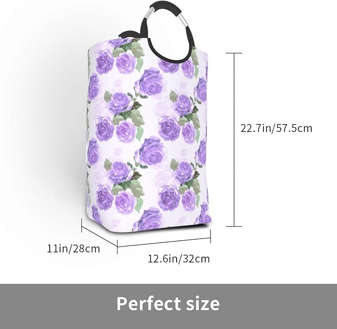 Floral Laundry Basket Flowers Foldable Laundry Hamper Vintage Collapsible Laundry Baskets with Handles Clothes Hamper Laundry Tote Bag for Dorm Family Storage Bin 50L