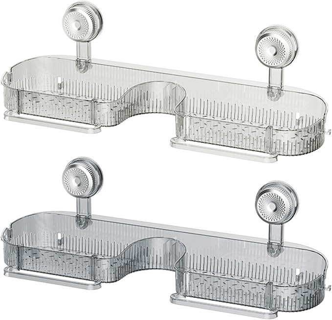 Removable Bathroom Storage Rack Suction Rack for Shampoo Bottles Kitchen Stand with Drain Holes Non-Slip Stand Rent-Friendly Bathroom Shelf