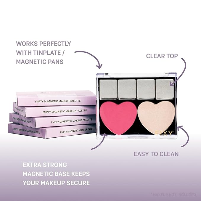 FIXY Empty Magnetic Makeup Palette Set of 3 (4.8"x4.0") and 20 Magnetic Metal Round Pans of 27mm | Travel Friendly Empty Palette | Depotting, Organizing Eyeshadow, Blush, Foundation and Face Powder