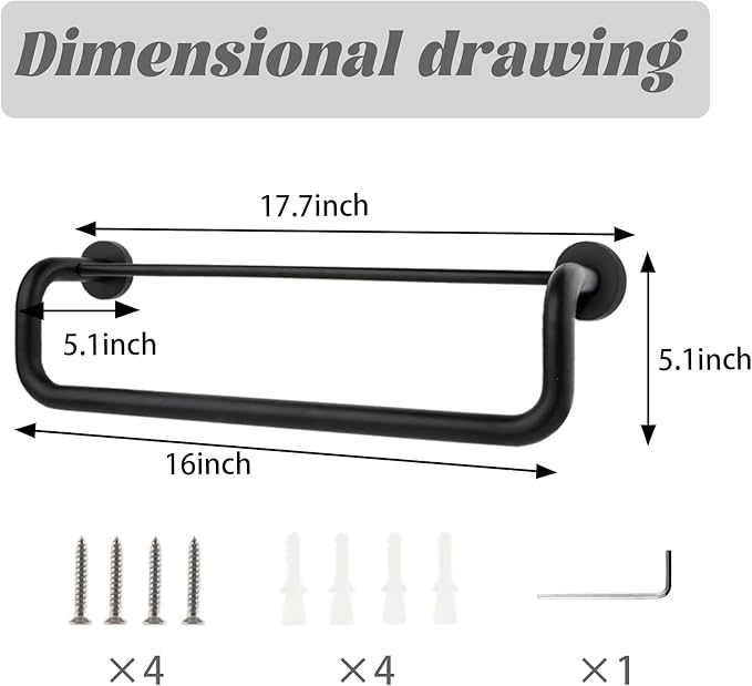 Double Towel Bar,Double Towel Rack for Bathroom,16 Inch Matte Black Towel Holder,Towel Rack for Bathroom Wall Mounted,SUS304 Stainless Steel Easy to Install