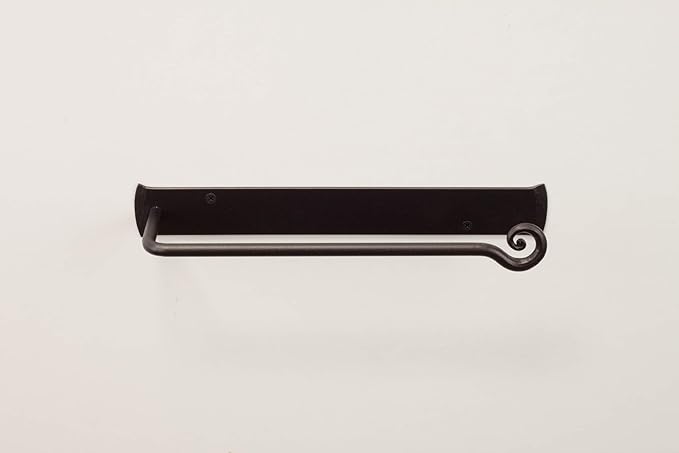 RTZEN Matte Black Hand Towel Holder for Bathroom - Handcrafted Farmhouse Wrought Iron Metal Kitchen Bar - Small Hand Towel Bar Hanger for Home or Office - Wall Mounted Rack Fits 10" Towels