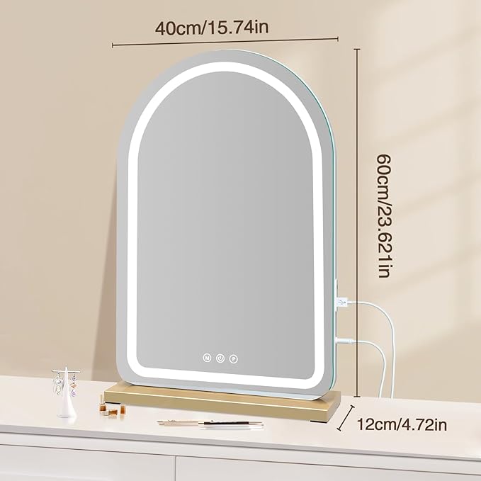 halumao 16" x 23.6" Large Makeup Vanity Mirror with Lights for Dressing Room and Bedroom,3 Color Modes,Memory Function