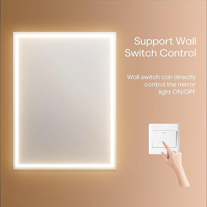 32x24 inch LED Lighted Medicine Cabinet with Mirror, Moisture-Resistant Wood, Stepless Dimmable, 3000K/5500K, Defogger, Adjustable Shelf, Flat-Pack Design – Assembly Required (White)